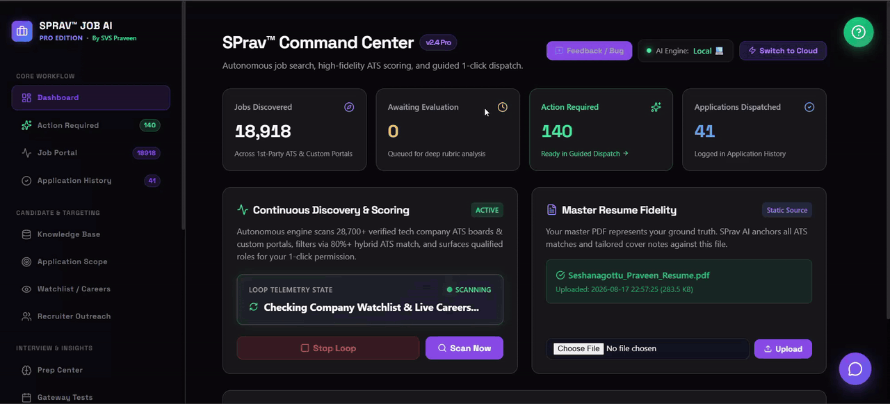 SPrav Job AI Live Autonomous Ingestion and Dispatch Workflow