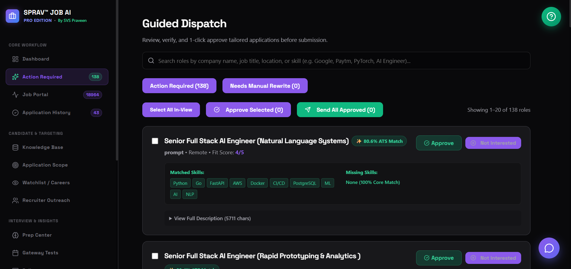 Guided 1-Click Dispatch